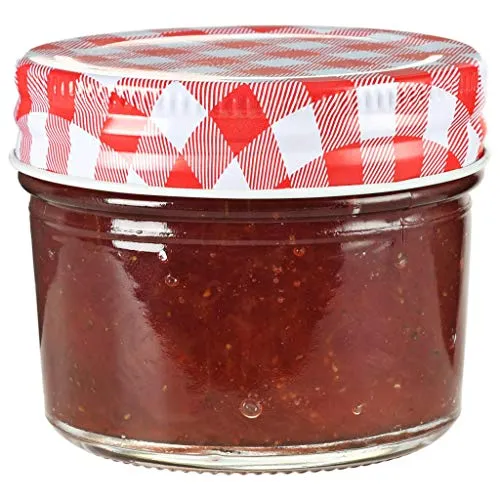 vidaXL 96x Vasi Marmellata Barattoli Ermetici Vasetti Conservazione Contenitori Alimentari in Vetro Trasparente con Coperchio Bianco e Rosso 110 ml