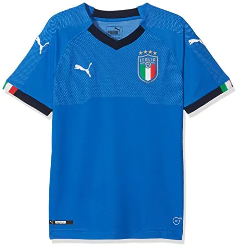 Puma FIGC Italia Home Replica Short Sleeve, Maglietta Bambine e Ragazze, Power/Blu, L