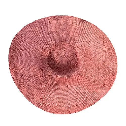 GHKK Cappelli da spiaggia oversize a tesa larga da 25 cm per le donne Cappello di paglia di grandi dimensioni con protezione UV Cappello da sole pieghevole all'ingrosso Dropshipping