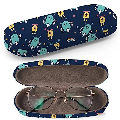 Art-Strap Custodia rigida per occhiali da sole, custodia per occhiali in plastica con panno per la pulizia degli occhiali (Cute Robotsbaby)