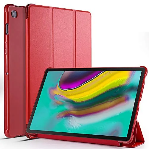 subtel® Custodia compatibile con Samsung Galaxy Tab S5e 2019 (SM-T720 / SM-T725) Similpelle Custodia Borsa Guscio Flip Cover Case rosso