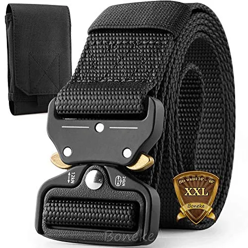 Boneke Cintura Militare, Cintura Regolabile Tattica con Sicurezza Fibbia a sgancio rapido in metallo, XLL large size in Nylon Cintura, per Esecuzione di Esercizi Militari