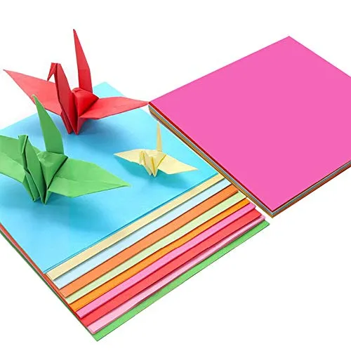 Carta per origami (200 fogli), carta per decorazioni artigianali (70 g/m2), 20 colori assortiti, fogli quadrati (15 x 15 cm), kit di carta per origami per bambini e fai da te.