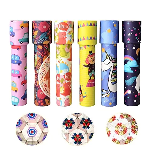 Funmo 6PCS Giocattolo Caleidoscopio Kit Classic Paper Kaleidoscope Regalo di Divertimento del caleidoscopio per i Capretti（Consegna Casuale）