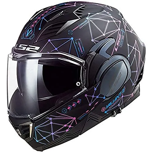 LS2, casco moto modulare VALIANT II Stellar, nero opaco blu, L