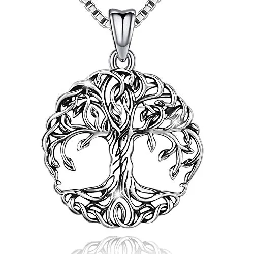 Friggem Delicato albero della vita Collana e pendente in argento sterling per donna e uomo