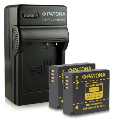 PATONA 4in1 Caricabatteria + 2x Batteria DMW-BLG10 compatibile con Panasonic Lumix DMW-BLG10E DMC-GF6 DMC-GX7