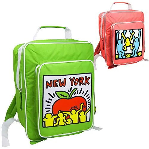 GiòStyle Zaino Termico Borsa Termica Frigo capacità 17 Litri in Tessuto Impermebaile con Disegno Multicolore Keith Haring Spallacci Imbottiti e Tasca Frontale Dimensione 27 x 16 x 34 cm