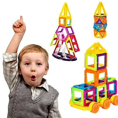 COSTWAY 158 Set di Blocchi Magnetici, Giocattoli Magnetici Giocattoli Educativi per Bambini