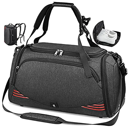 NUBILY Borsone Palestra da Uomo Donna con Scomparto Scarpe Grande Borsone da Viaggio Borsa Sportiva Impermeable Borsoni Campeggio Fitness Yoga 40L Nero