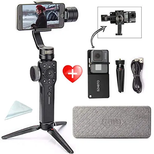 Zhiyun Smooth 4 (Con tripied +Adattatore) Gimbal Smartphone 3 assi tascabile stabilizzatore per GoPro Hero 6 5 4 7 7 8 iPhone Plus 6 6S Samsung Galaxy S9 S9 + S8 S8 + Note 8