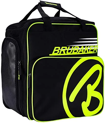 Brubaker Super Champion Borsa Porta Scarponi da Sci Borsa da Casco con portascarpe - Nero/Giallo Neon