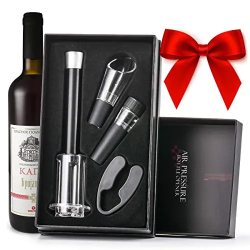 Set di apribottiglie, kit in confezione regalo di accessori per vino, con tagliacapsule, tappo sottovuoto e aeratore per vino, regalo elegante