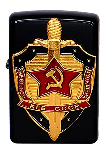 Accendino a Benzina in Metallo con Simboli Ex Unione Sovietica CCCP.