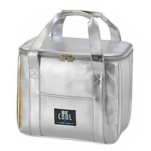 Borsa termica elegante Be Cool argento 29x 18 x 21 cm - borsa per la spesa che raffredda ed è chic con manici ergonomici