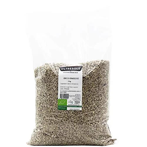 Oltresole - Semi di girasole biologici da mangiare formato grande 3 Kg, senza sale, gluten free