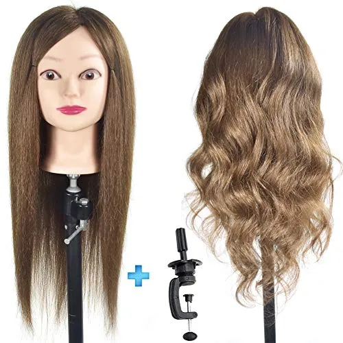 Ersiman femmina testa di manichino con 85% capelli umani 50,8 cm testa di manichino per Brading Hair Hairdressing training Head Doll testa con morsetto
