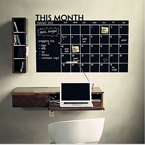 Zantec Lavagna con calendario mensile per pianificazioni, adesivo, calendario da parete,per la cucina, ufficio, calendario familiare, per i bambini oppure da mettere sul frigorifero