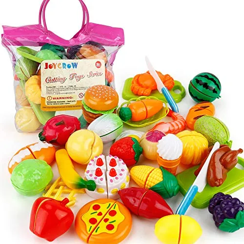 JoyGrow Tagliare Giocattoli Taglio Frutta e Verdura Giocattolo,32 Pezzi Accessori da Cucina Gioco di Ruolo Educativo Prima Infanzia D'Imitazione per Bambini Set,Regalo Perfetto per Bambini 3+ Anni