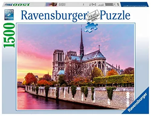 Ravensburger Puzzle Notre Dame al Tramonto, Puzzle 1500 pezzi, Relax, Puzzles da Adulti, Dimensione: 80x60 cm, Stampa di alta qualità, Travel, Viaggi