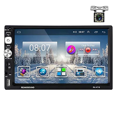 2 Din Android Autoradio GPS FM AM RDS Radio CAMECHO Touch Screen Capacitivo da 7 Pollici Bluetooth WIFI USB SD AUX Collegamento Specchio Video Auto + Telecamera Posteriore