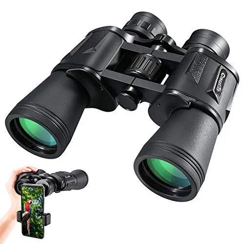 Binocoli ad Alta Potenza, CrazyFire 10 x 50 Binocolo Impermeabile con lente FMC e Adattatore per Smartphone per Outdoor, Viaggiare, Birdwatching, Caccia, Avventura