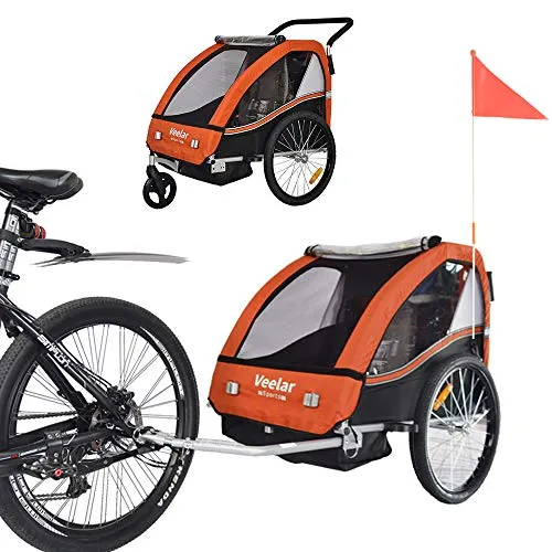 Tiggo Rimorchio Porta-Bimbo per Bicicletta con Set da Jogging - Arancione BT502-D04