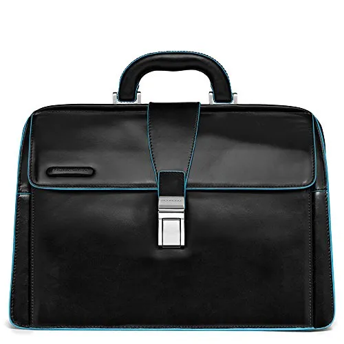 Piquadro Blue Square Borsa Dottore, Pelle, Nero, 36 cm