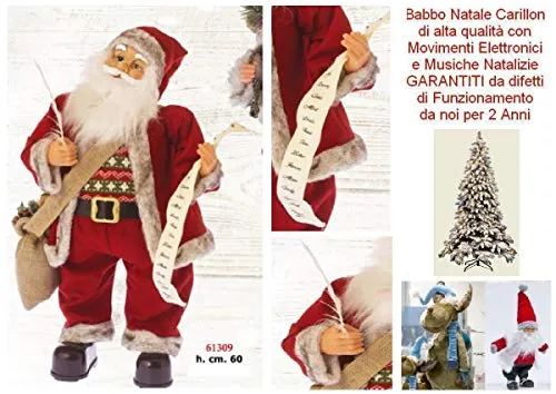Babbo Natale Gigante Altezza Cm.60 Carillon Che SCRIVE i Doni con MUSICHE Melodie Natalizie e Movimento 61309
