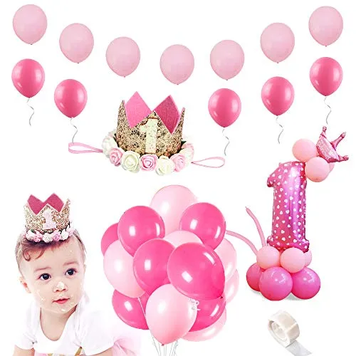 SPECOOL Principessa Tiara Corona Plus 32 inch Giant Helium Foil Numero 1 Palloncini Rosa