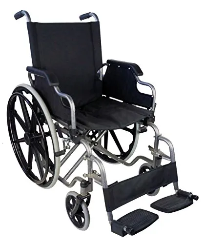 Mobiclinic, Sedia a rotelle, Giralda, Marchio Europeo, Carrozzina per anziani, Premium, Sedia a rotelle pieghevole, Ortopedica, Braccioli pieghevoli e poggiapiedi rimovibili, Seduta 46 cm, colore Nero