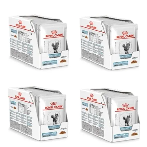 Royal Canin Veterinary Sensitivity Control | Confezione da 4 | 4 x 12 x 85 g | Alimento dietetico completo per gatti adulti | Per ridurre i sintomi di intolleranza ai nutrienti