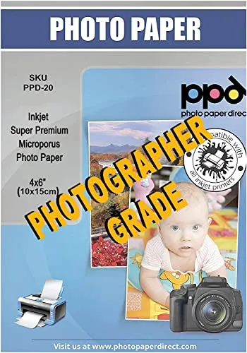 PPD Carta Fotografica Premium Lucida Per Stampanti Inkjet, 280 gsm, 10x15cm, 100 fogli - PPD-20-100