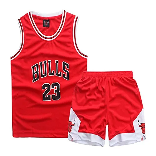 Sokaly Ragazzi Chicago Bulls Jorden # 23 Golden State Curry Boston Pantaloncini da Basket Jerseys Set di Abbigliamento Sportivo Maglie Top e Shorts 3-10anni (Rosso#23, S(3-4 Anni))