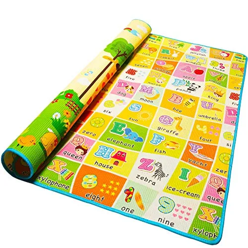 Alea Baby - Tappeto Gioco Bambini Pieghevole e Morbido - Tappetino Neonato Gattonamento per Cameretta 180 x 150 x 0,5 cm (con borsetta) Certificato CE