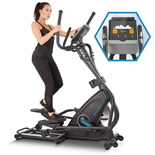 CAPITAL SPORTS Helix Star MR - Ellittica, Ellittica da Casa, Cross Trainer, Magnetic Bike, Cyclette con Training Computer, Bluetooth, Integrazione App, Volano 21 kg, Supporto Tablet, Nero