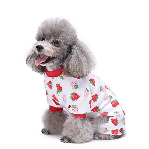 S-Lifeeling - Costume da cane a forma di fragola, comodo pigiama per cani di taglia media e piccola taglia