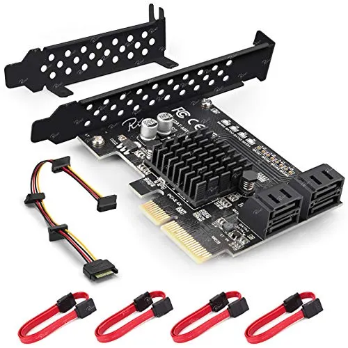 Rivo Scheda Controller 4 Porte SATA III PCIe x4 Raid Hard Drive con chipset Marvell 88SE9230 e Tecnologia HyperDuo, Include 4 Cavi SATA e Una Staffa a Basso Profilo