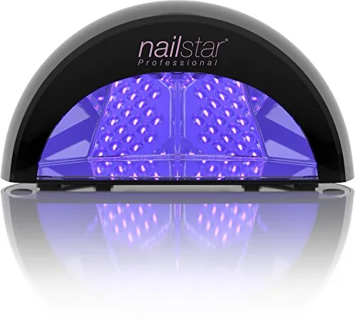 NailStar Lampada a LED Professionale Asciuga Smalto per Unghie. Per tecniche di applicazione Shellac, Semipermanente e Gel. Con Timer da 30sec, 60sec, 90sec e 30min (Nero)