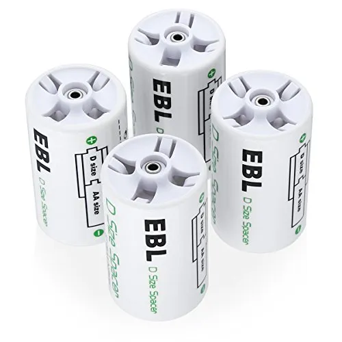 EBL 4 pcs D Batterie Ricaricabili Convertitore Universale, Adatta per AA Batterie Ricaricabili