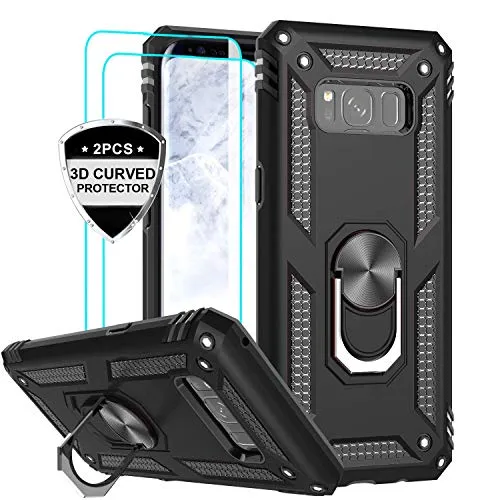 LeYi per Cover Samsung Galaxy S8 con 3D Pet Pellicola, Custodia 360°Girevole Regolabile Ring Armor Bumper TPU Case Magnetica Supporto Smartphone Silicone Custodie per Samsung Galaxy S8 Nero