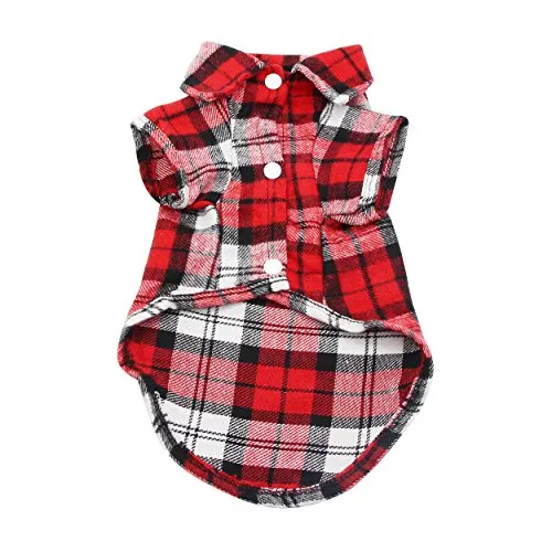 YAODHAOD Camicia a Quadri per Cani, Camicia a Quadri alla Moda per Animali Domestici Abbigliamento per Cani da Compagnia, Camicia a Quadri per Gatti Morbida e Confortevole (L, Rosso)