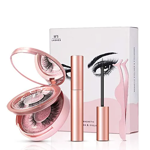 Ciglia Magnetiche, eroaddict Ciglia finte 3D naturali eyeliner magnetico ciglia finte set di pinzette esagerate impermeabili per ciglia finte, Nessuna colla necessaria riutilizzabile （2 paia）