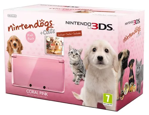 Nintendo 3DS - Console, Rosa Corallo + Nintendogs & Cats: Golden Retriever [Bundle]