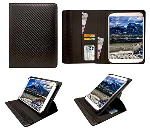 Sweet Tech Mediacom Smartpad iyo 7 Tablet 7 Pollici Carbone Nero Universale 360 Gradi di Rotazione PU Pelle Custodia Case Cover (7-8 Pollici