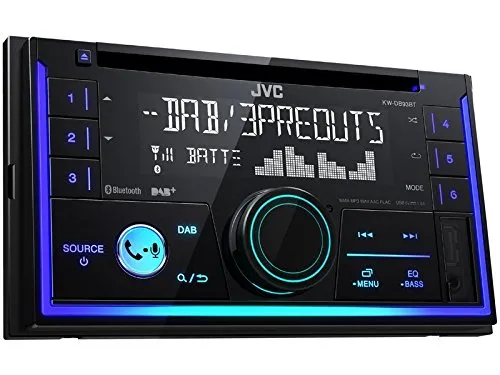JVC KWDB93BT 2 DIN DAB con antenna CD Bluetooth Spotify con kit di montaggio per Mitsubishi Mirage + Space Star, dal 02/2013. Colore diaframma: nero laccato