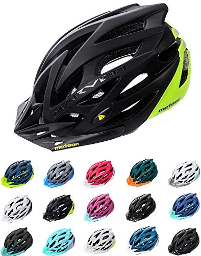 Meteor Casco Bici per Giovani e Adulti Donna e Uomo Caschi per Downhill Enduro Ciclismo MTB Helmet Ideale per Tutte Le Forme di attività in Bicicletta Marven (S(52-56cm), Nero/Verde)