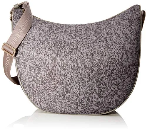 Borbonese Luna Bag Medium, Borsa a tracolla Donna, Grigio (Grigio Ardesia), 35x38x15 cm (W x H x L)