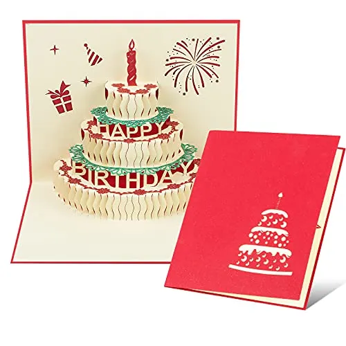 Habett Biglietti Augurali Compleanno 3D Pop-up Regalo di Compleanno per i Tuoi Parenti, Amici e Amanti, Biglietto di Auguri con Bellissimi Ritagli di Carta Busta Inclusa Happy Birthday