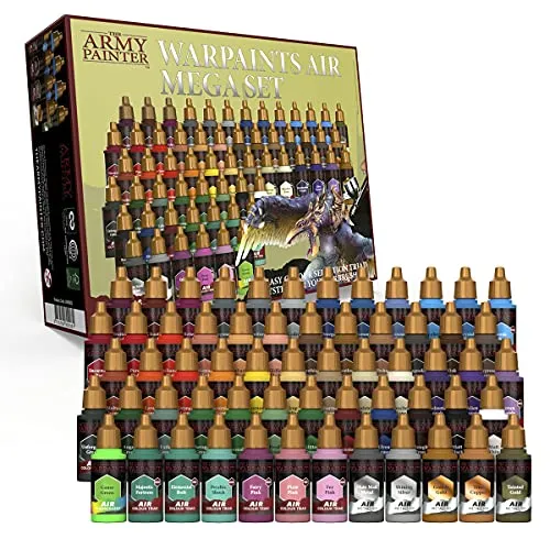 The Army Painter Warpaints Air Mega Set, 60 Colori Aerografo Per Modellismo 18ml, Compresi 9 Metallici E 1 Fluo. Un Set Di Colori Acrilici Per Aerografo Adatto A Warhammer 40k E Miniature Dnd